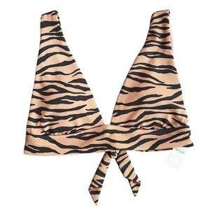 New - Aerie Pique Animal Print Tie Longline Triangle Bikini Top